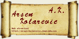 Arsen Kolarević vizit kartica